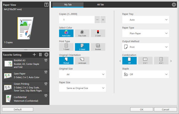 Develop photocopier print preferences