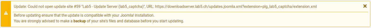 Update: Could not open update site #59