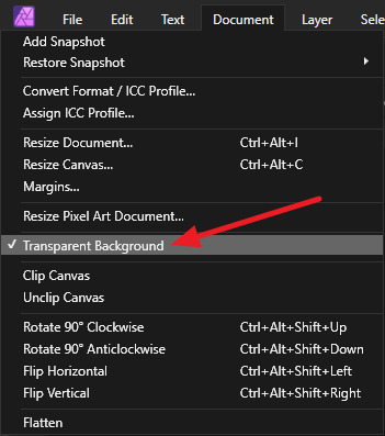 Document > Transparent Background