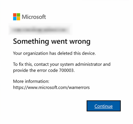 Your organization has deleted this device.